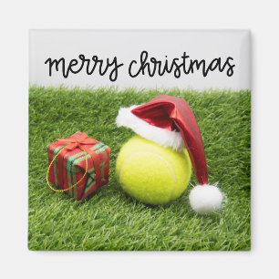 Aimant Tennis Christmas Holiday Card avec balle et Père N