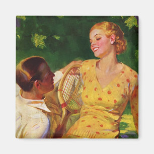 Aimant Tennis de sport vintage, amour et romance