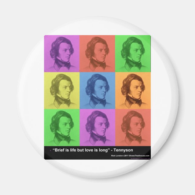 Aimant Tennyson "L'amour est long" Citation PopArt Cadeau (Devant)