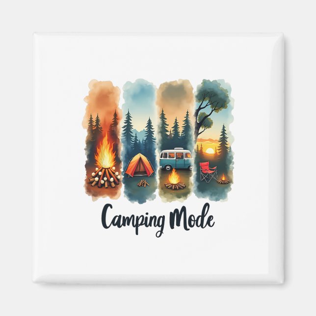 Aimant Tente de feu de camp en mode camping Van Sunset Se (Devant)