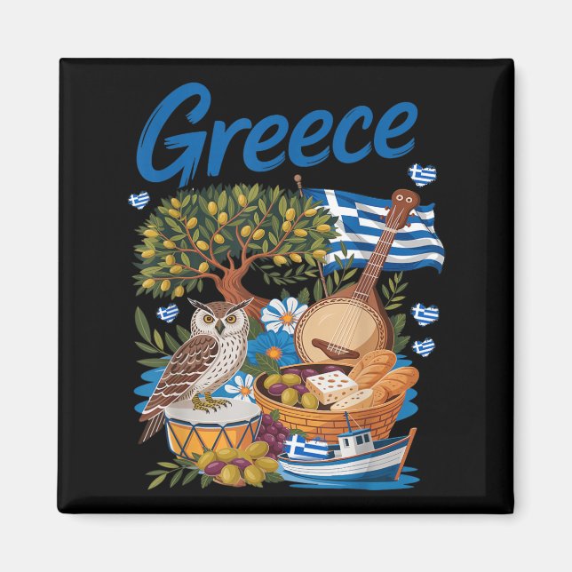 Aimant Tenue avec drapeau grec pour enfants avec thème he (Devant)