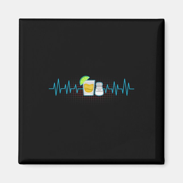 Aimant Tequila Lime Salt Heartbeat Funny Cinco De Mayo Wi (Devant)