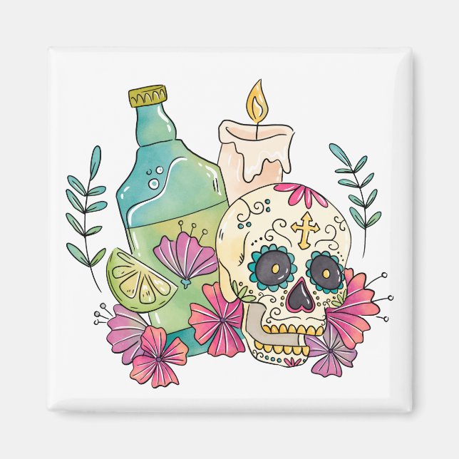 Aimant Tequila Sugar Skull (Devant)