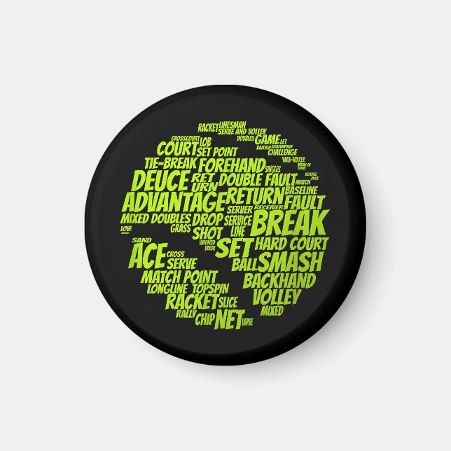 Aimant Termes Tennis Joueur De Tennis Jouer Tennis Ball (Devant)