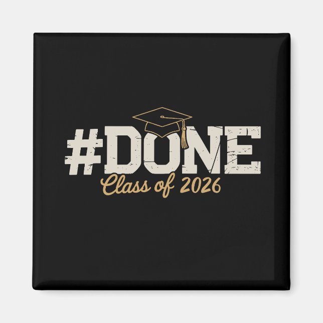 Aimant Terminé Classe De 2026 Or Diplômé Graduation (Devant)