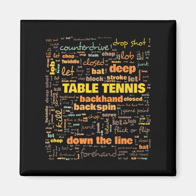 Aimant Terminologie de tennis de table Termes couramment  (Devant)