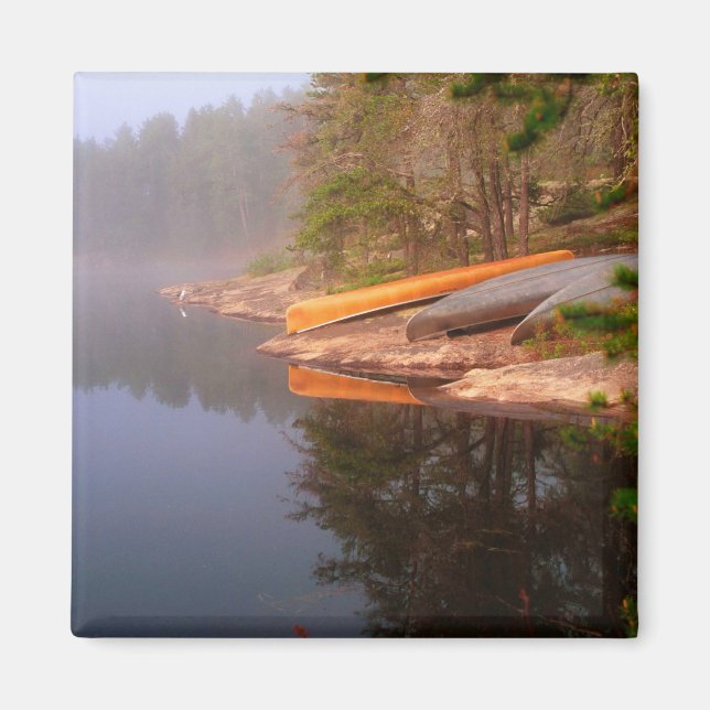 Aimant Terrain de camping Foggy Canoe, lac Kawnipi, (Devant)