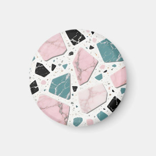 Aimant Terrazzo Marbre Pastel Rose Sarcelle Moderne