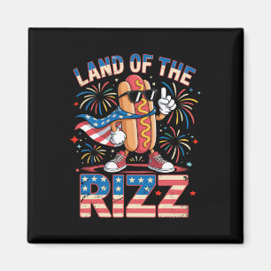 Aimant Terre du hot-dog Rizz drôle 4 juillet Américain