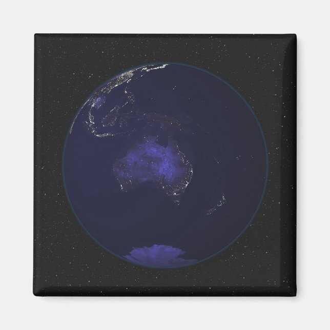 Aimant Terre entière la nuit montrant les lumières de la  (Devant)