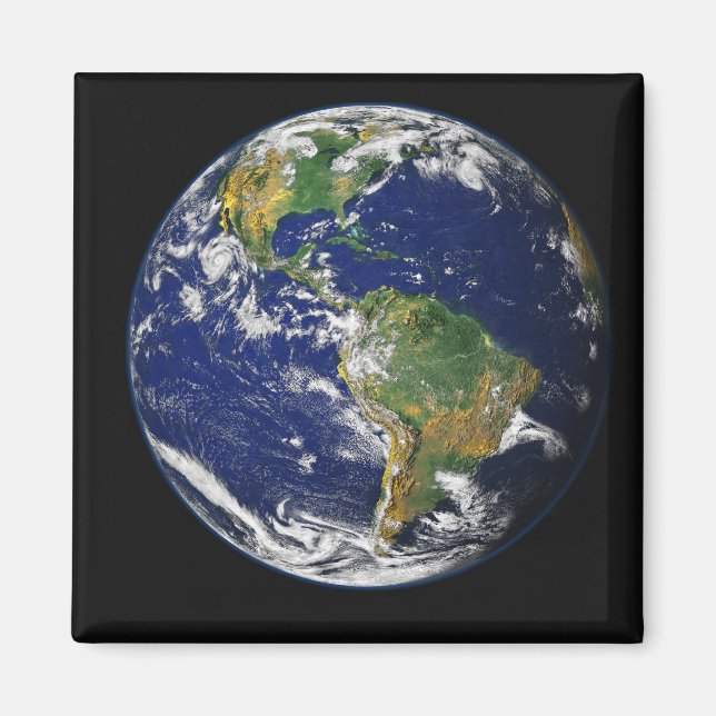 Aimant Terre entière montrant l'hémisphère occidental (Devant)