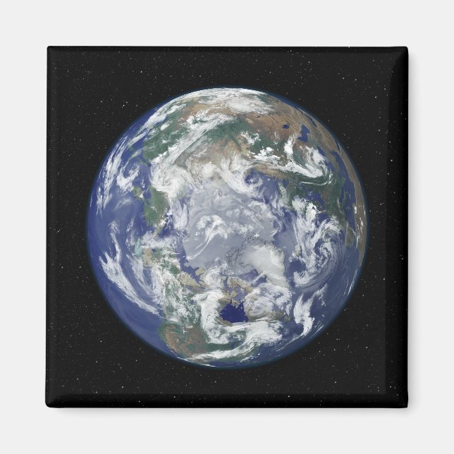 Aimant Terre entièrement éclairée centrée sur le pôle Nor (Devant)