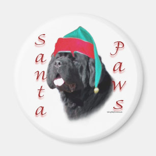 Aimant Terre-Neuve (noir) Père Noël Paws