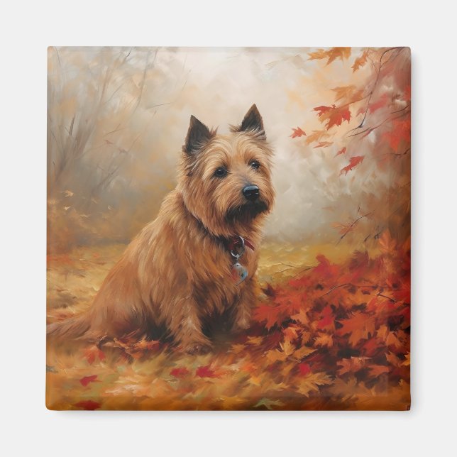 Aimant Terrier Australien dans les feuilles d'automne qui (Devant)