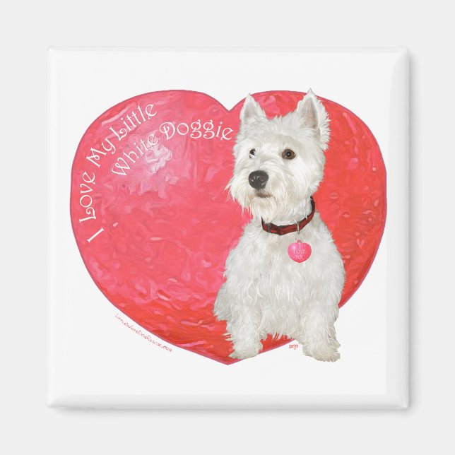 Aimant Terrier blanc de West Highland pour la Saint-Valen (Devant)