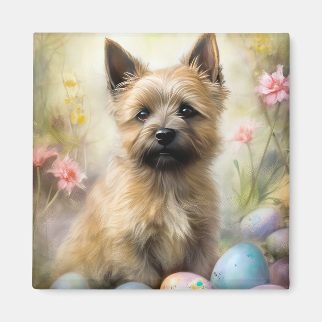 Aimant Terrier Cairn avec vacances de œufs de Pâques (Devant)