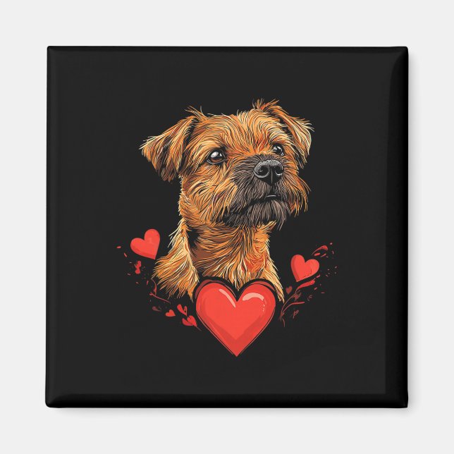 Aimant Terrier de Border pour la Saint-Valentin  (Devant)