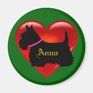 Aimant Térrier écossais cœur rouge/amour Île verte rose