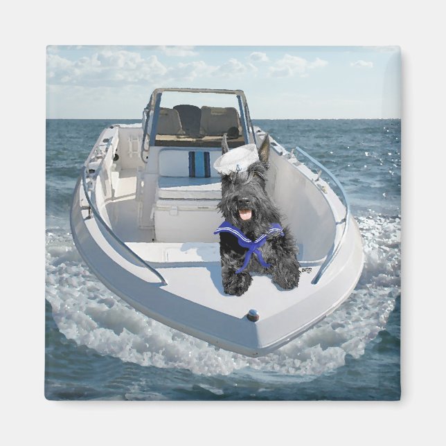 Aimant Terrier écossais sur le bateau (Devant)