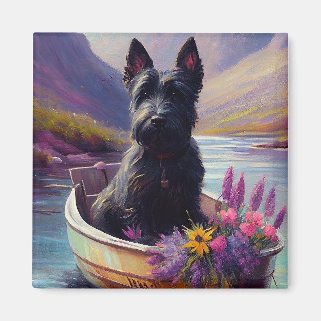Aimant Terrier Écossais sur une pagaie : Une aventure pit (Devant)