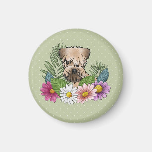 Aimant Terrier Irlandais à Poil Souple Fleurs Colorées Ve