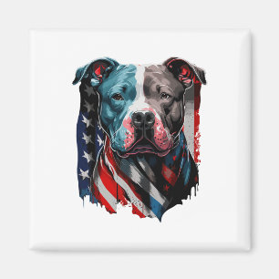 Aimant Terrier Pitbull Américain Drapeau Usa Chien Patrio