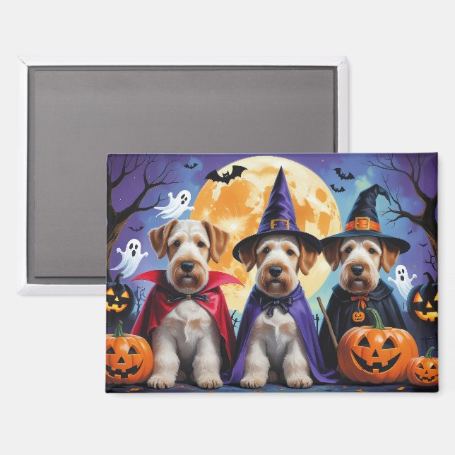 Aimant Terriers Airedale Chiens Citrouille Halloween Drôl (Recto/Verso)