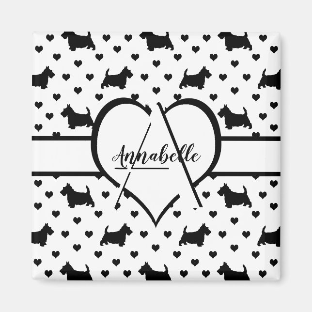 Aimant Terriers écossais noirs (Chiens écossais) - Blanc (Devant)