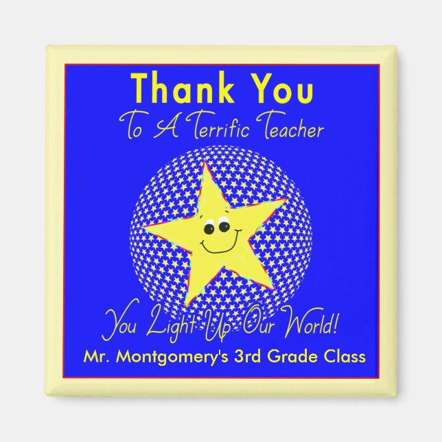 Aimant Terrifique Star Merci enseignant de classe (Devant)