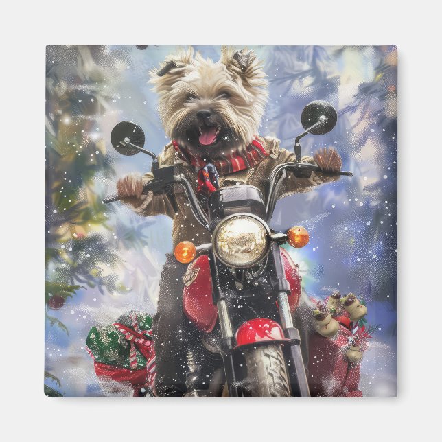 Aimant Tervueren Terrier Chien à Moto Noël (Devant)
