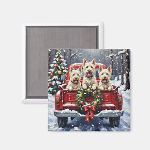 Aimant Tervueren West Highland White Terrier Noël Camion