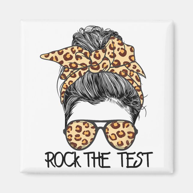 Aimant Test Messy Bun Enseignant Jour Test Jour Te (Devant)