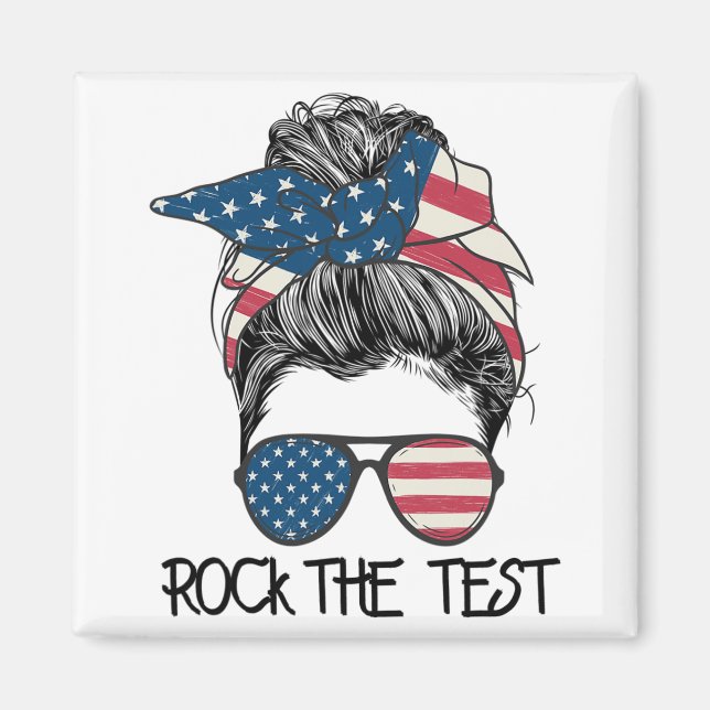 Aimant Test Messy Bun Enseignant Jour Test Jour Te (Devant)