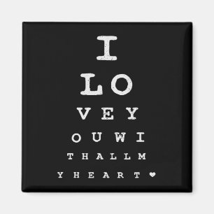 Aimant Test Oeil Je T'Aime Avec Tous Mes Valentines Coeur