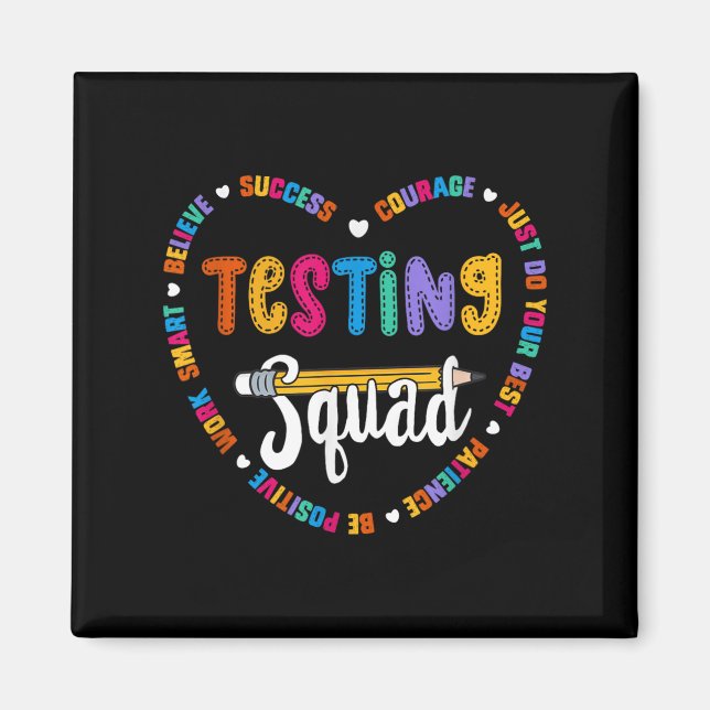 Aimant Testing Squad Motivational Test Day Words Heart Te (Devant)