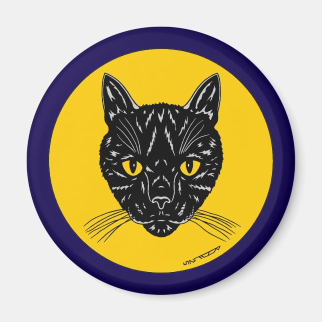 Aimant Tête de chat noir (Devant)