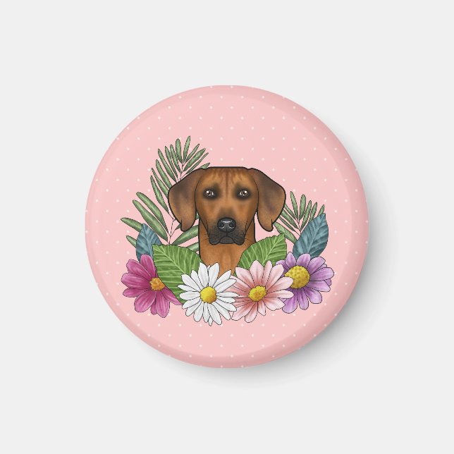 Aimant Tête de chien Ridgeback de Rhodésie Florales d'été (Devant)