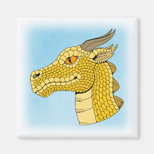 Aimant Tête de dragon d'or en profil