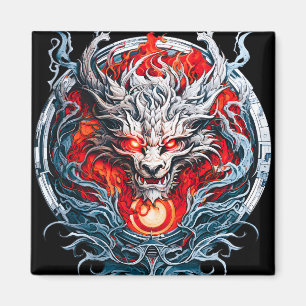 Aimant Tête de dragon mythique de la flamme rouge