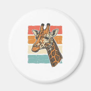 Aimant Tête de girafe vintage dessin vectoriel rétro couc
