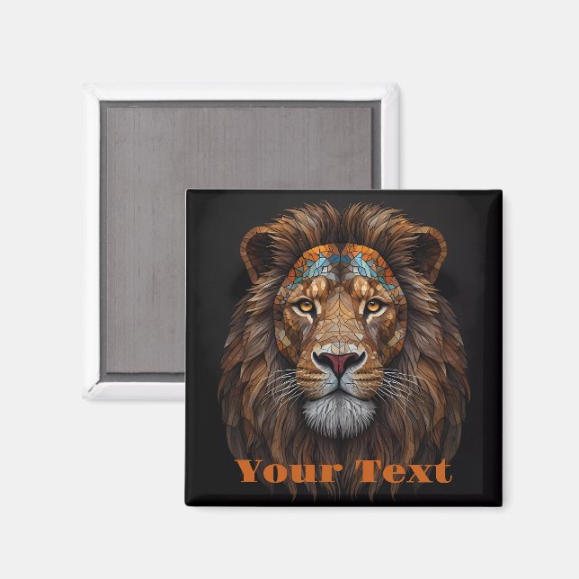Aimant Tête de lion mosaïque majestueuse (Recto/Verso)