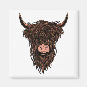 Aimant Tête de vache Highland drôle