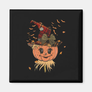 Aimant Tête et chapeau de faucheur de citrouille automne