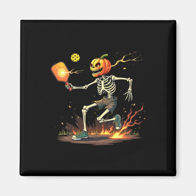Aimant Tête Sketon Pickleball Halloween Sports Éffrayants (Devant)