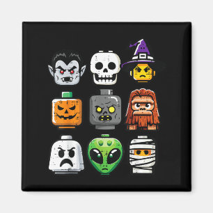 Aimant Têtes de fantôme de citrouille en brique Halloween