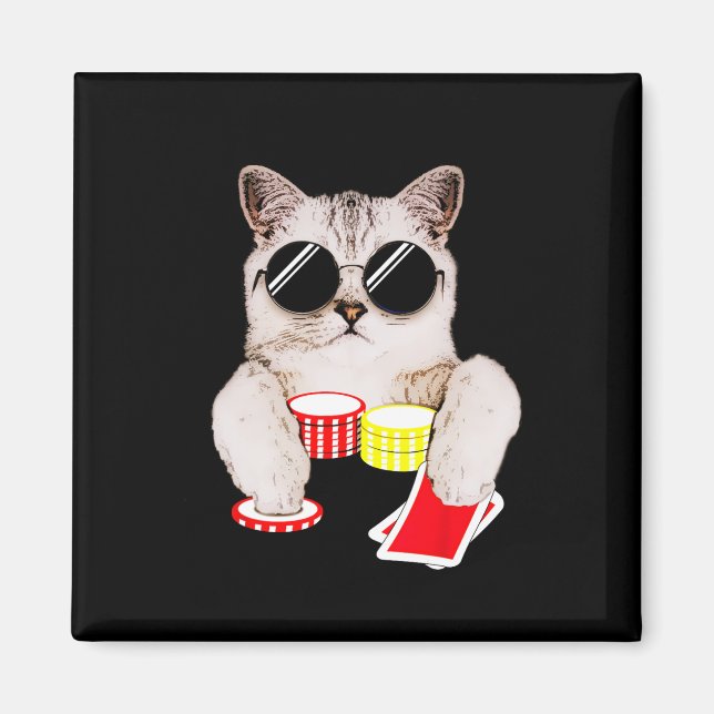 Aimant Texas Holdem Poker Cat (Devant)