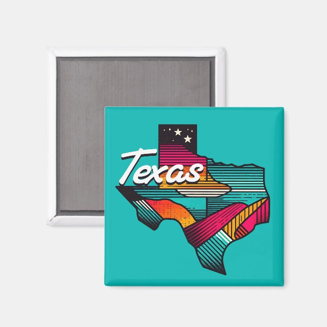 Aimant Texas Retro Sunset Lone Star State Souvenir (Recto/Verso)