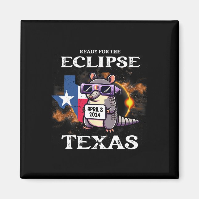 Aimant Texas Solar Eclipse 2024 Avril 8 Drôle Armadillo F (Devant)