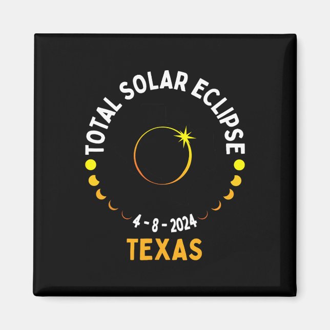 Aimant Texas Solar Eclipse 2024 Partie Total États-Unis C (Devant)