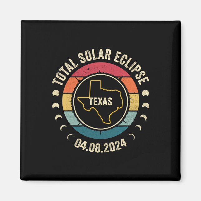 Aimant Texas Total Solar Eclipse 2024 Totalité américaine (Devant)